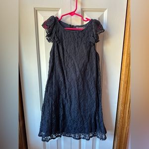 A.T.U.N. Navy lace dress with flutter sleeves, 7-8years